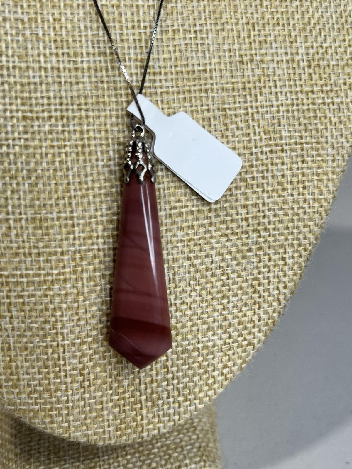 Cherry Quartz Pendant Necklace Metal Chain Jewelry Single Gemstone Undated