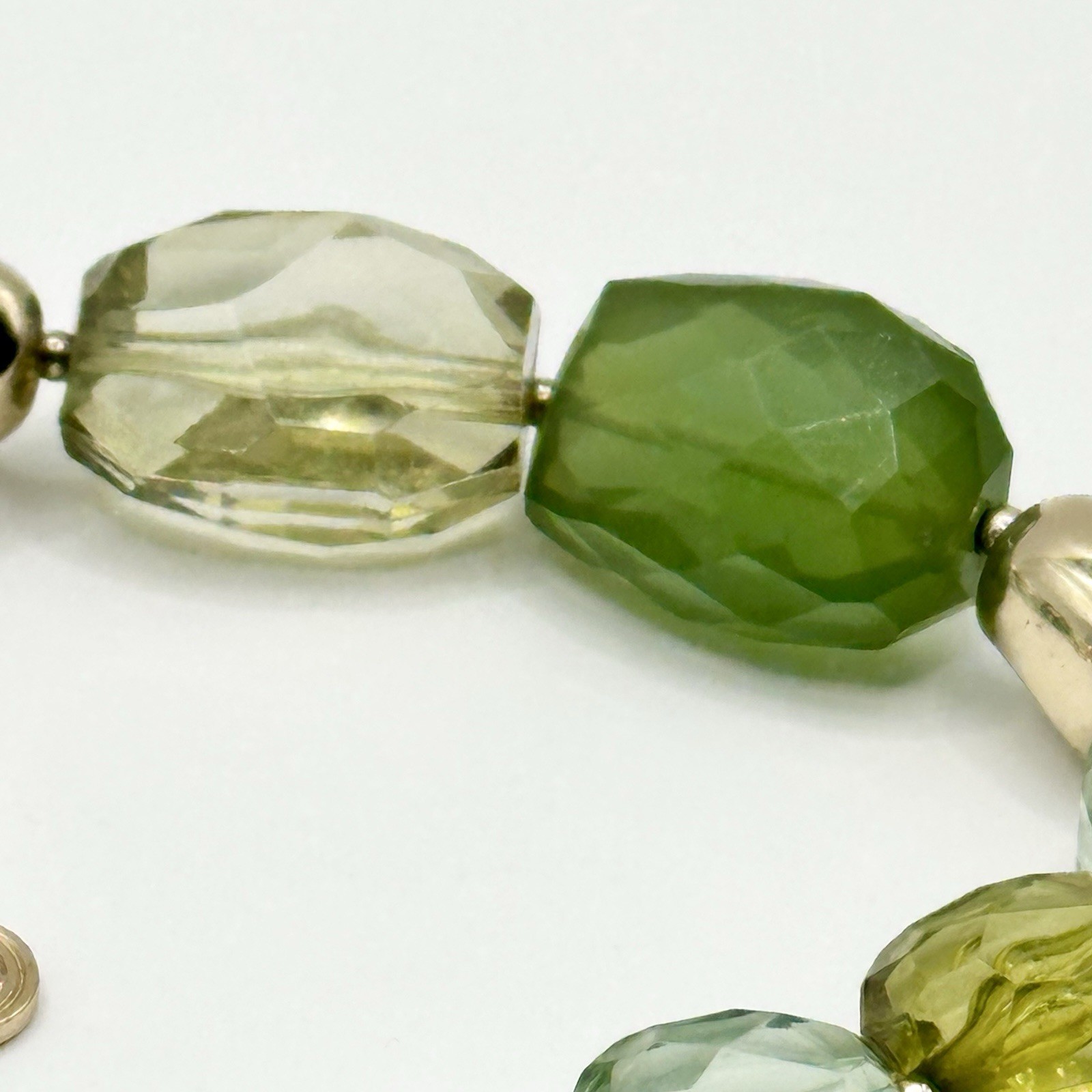 Dana Buchman Faceted Acrylic Green Bead Statement Necklace 17-20”