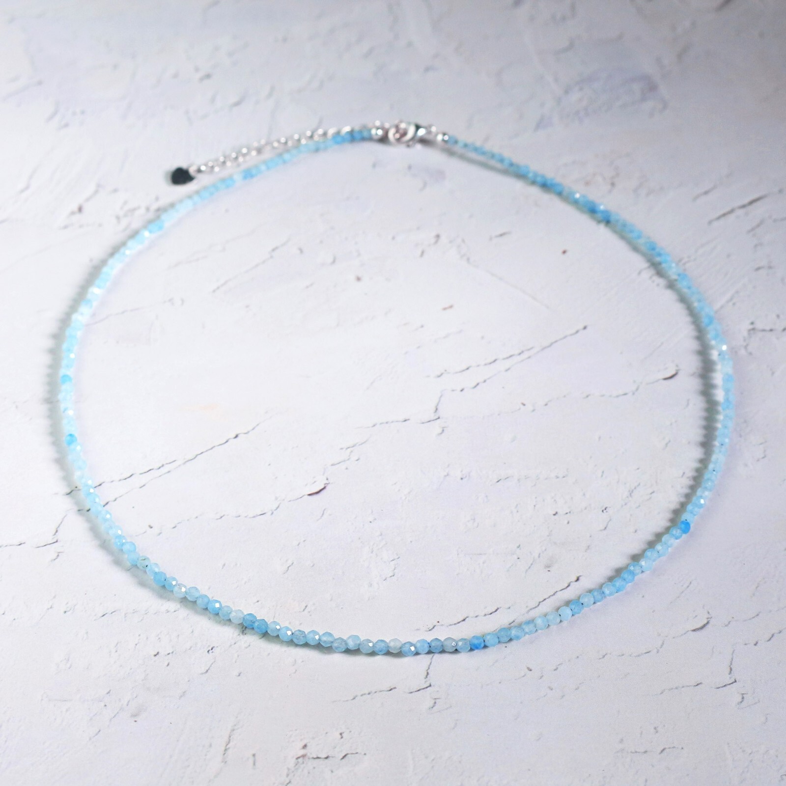 Aquamarine Choker Delicate Stone Beads Necklace Aquamarine Crystal Choker