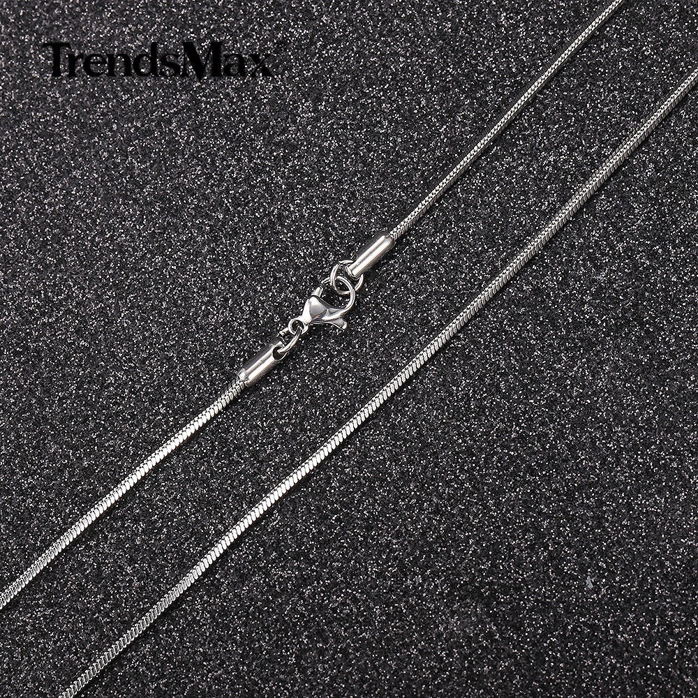0.9-2mm Silver Stainless Steel Square Snake Chain Necklace Women Men 18″-26″