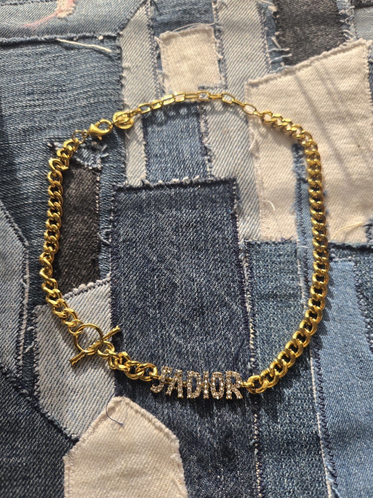 Gold Rhinestone Designer Necklace Charm
