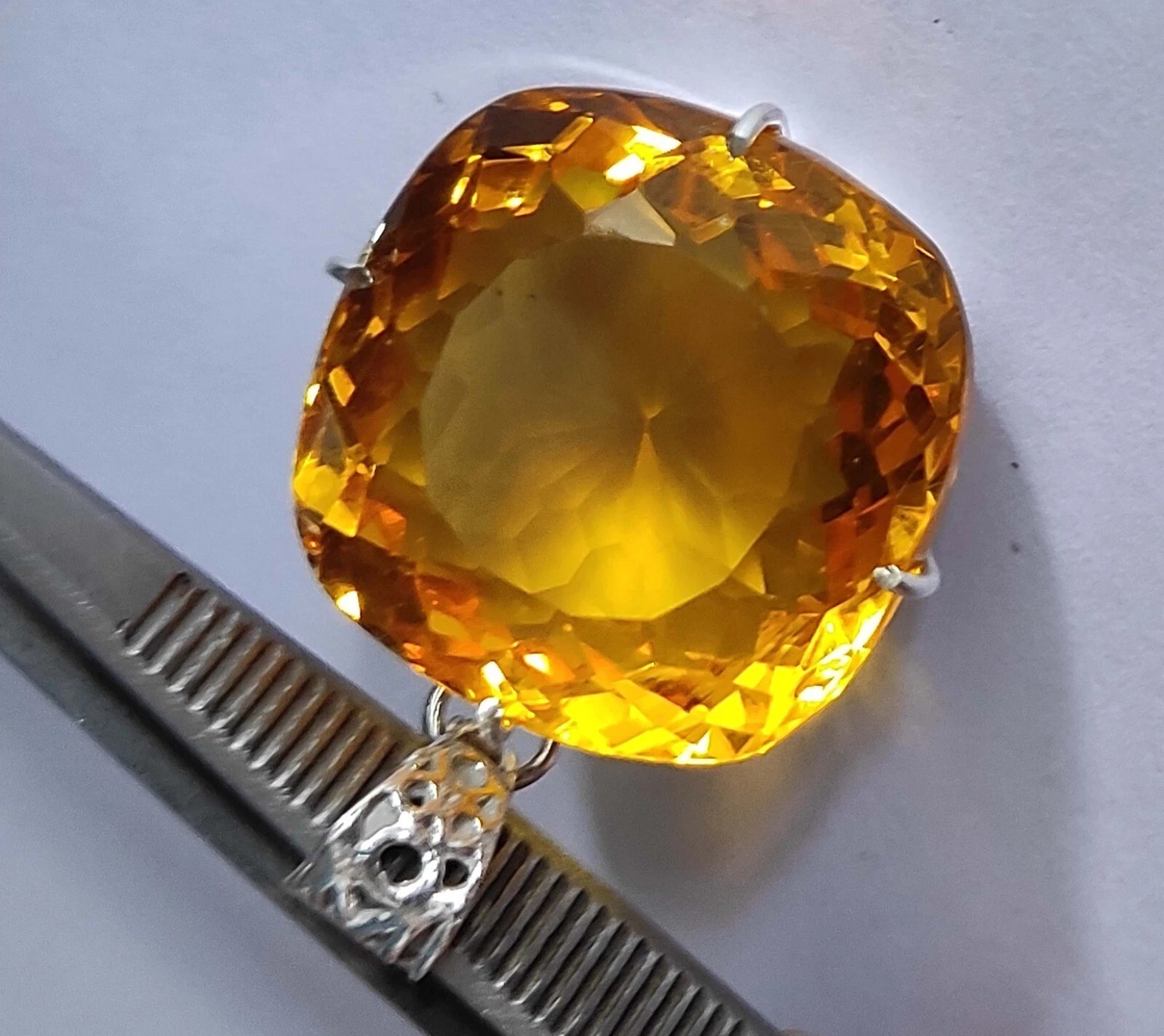 Natural 925 Solid Silver Pendant Yellow Color Cushion 95 Ct+ Loose Gemstone
