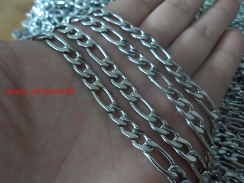 18”-40” Charming Men’s Figaro NK Chain Necklace Stainless Steel 7mm/9mm Wide