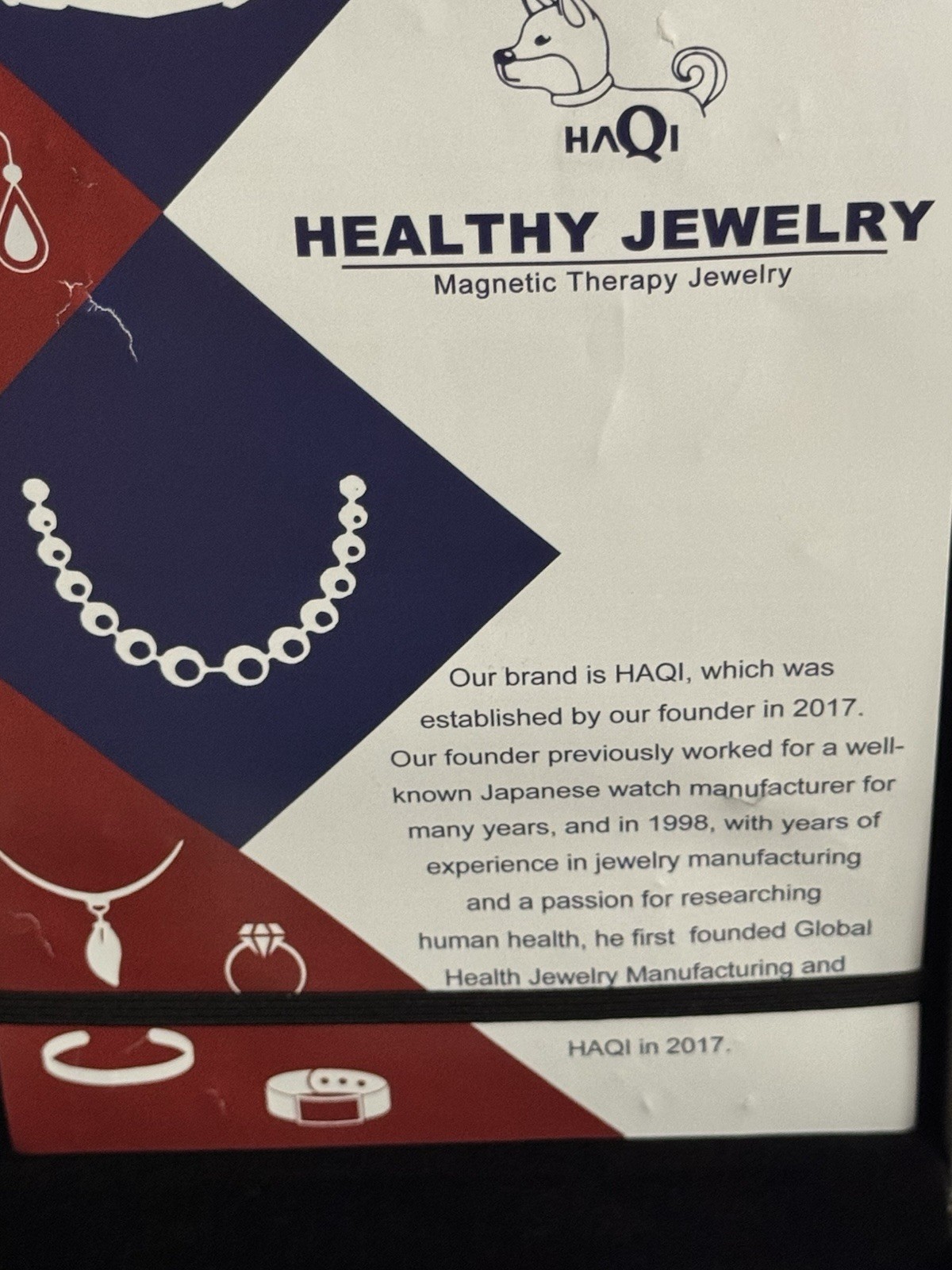 Lot – HAQI Magnetic Therapy Necklace & (3) 38deg Rings Various Sizes