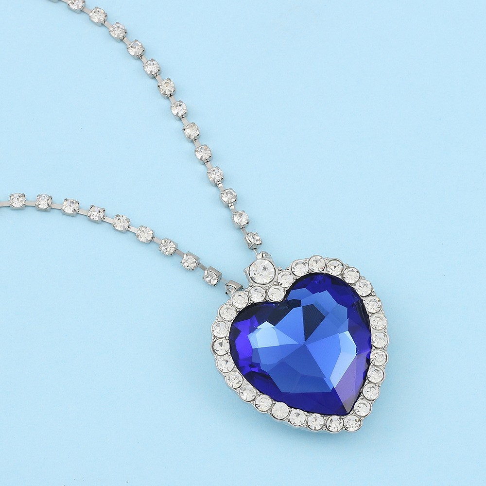 Blue Titanic Heart of the Ocean Crystal Pendant Necklace Rhinestone Jewelry