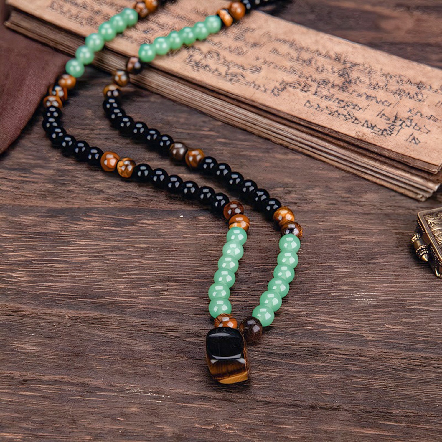 Money Attraction Necklace & Tiger Eye Pendant Healing Crystal Stone Jewelry Gift