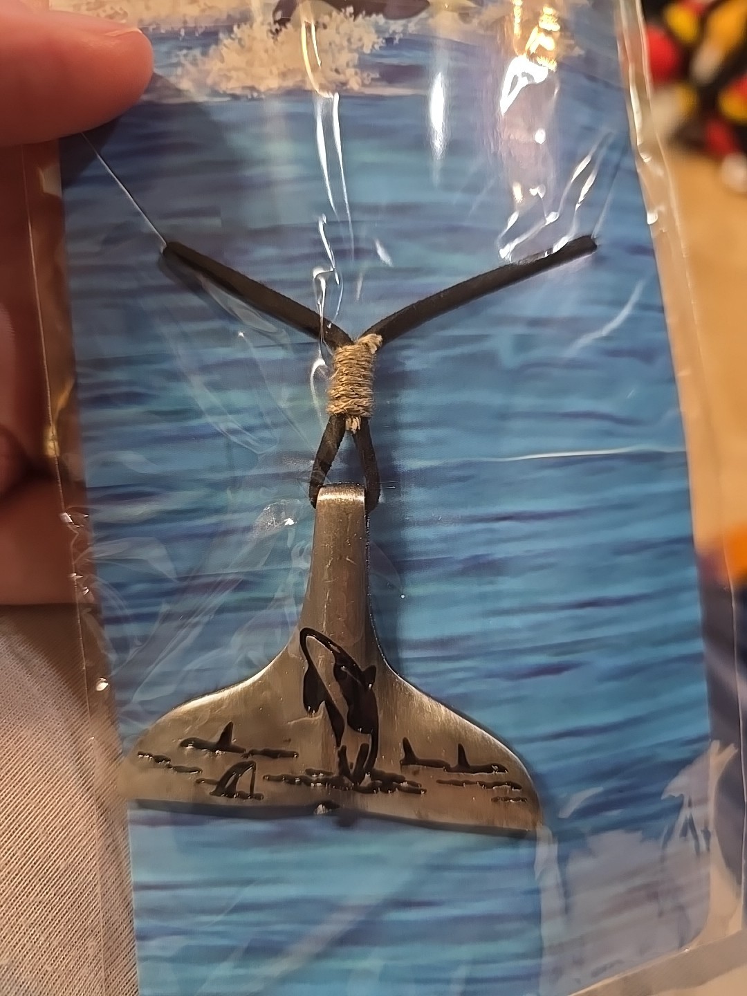 Seaworld Whale Tail Necklace w/ Cord Brand Orca Encounter Engraved NIPS Gift