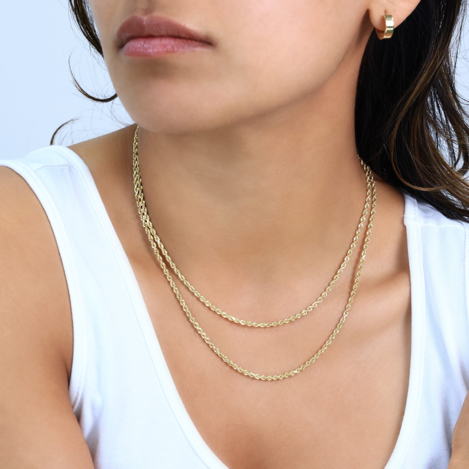 18K Yellow Gold Solid Mens 2.5mm Diamond Cut Rope Chain Italian Necklace 24″