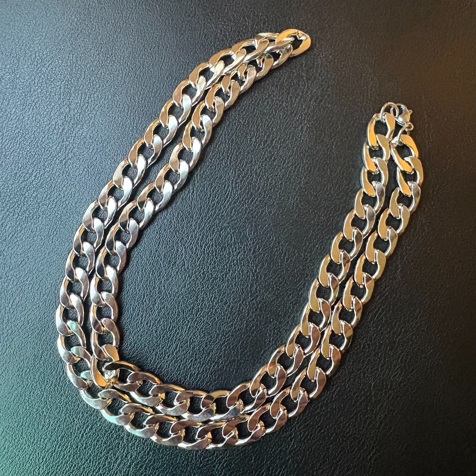 19″ 8mm Cuban Link Chain Necklace Silver Stainless Steel Heavy Curb Men Women