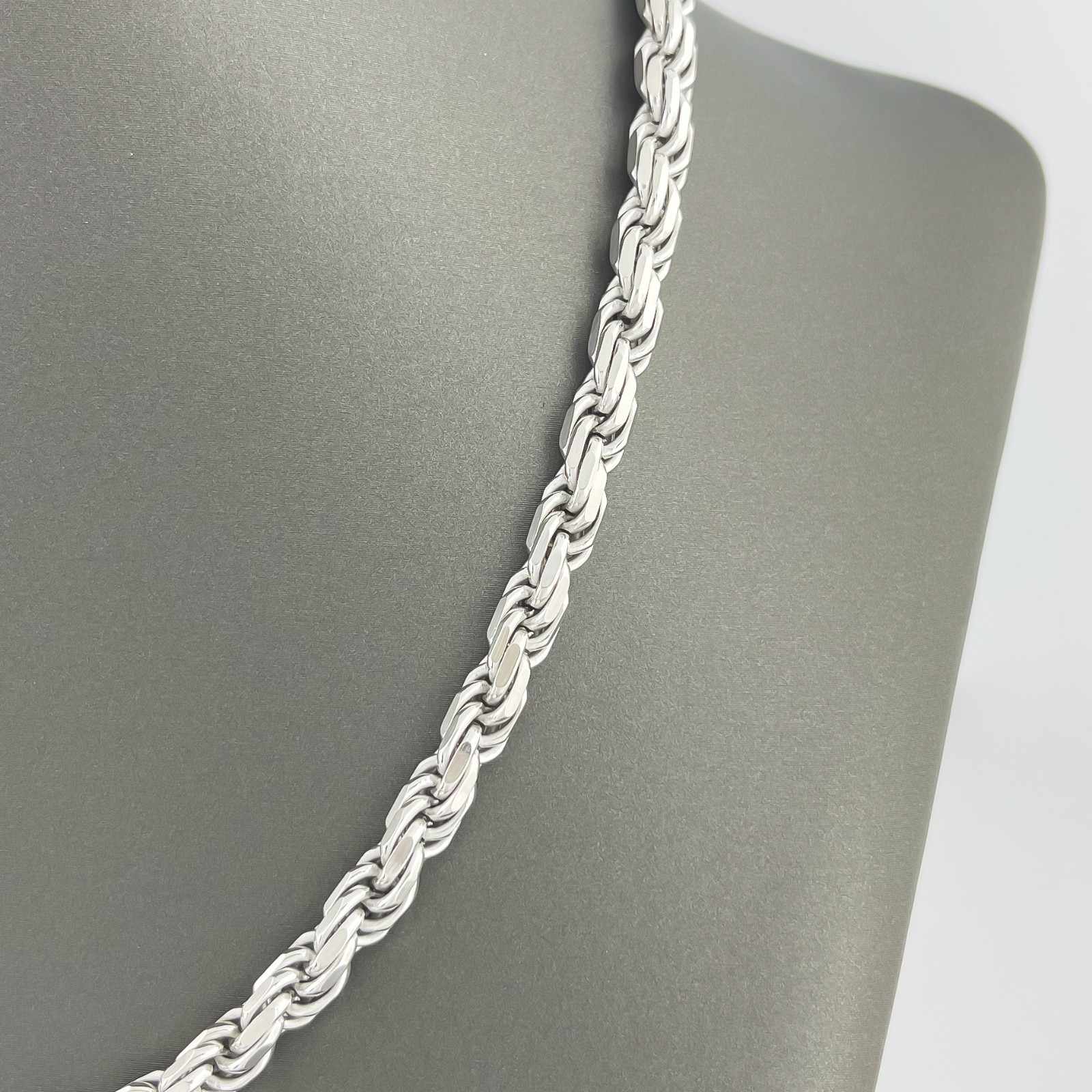 5.5mm Diamond Cut Rope Chain Necklace 925 Sterling Silver .925 Italy