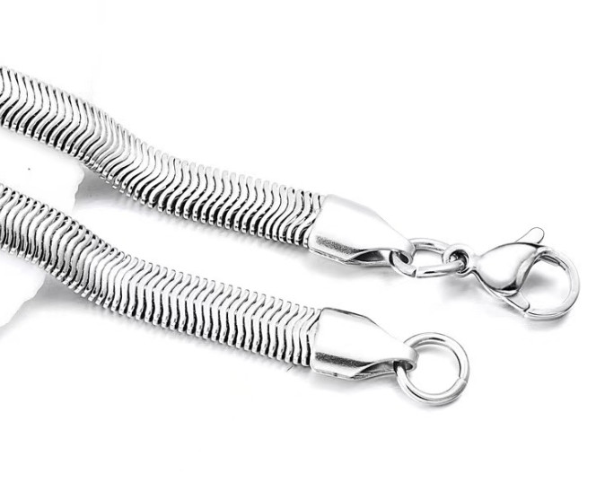 1.6-8mm Stainless Steel Flat Snake Chain Necklace Women Men Link Jewelry 18-36”