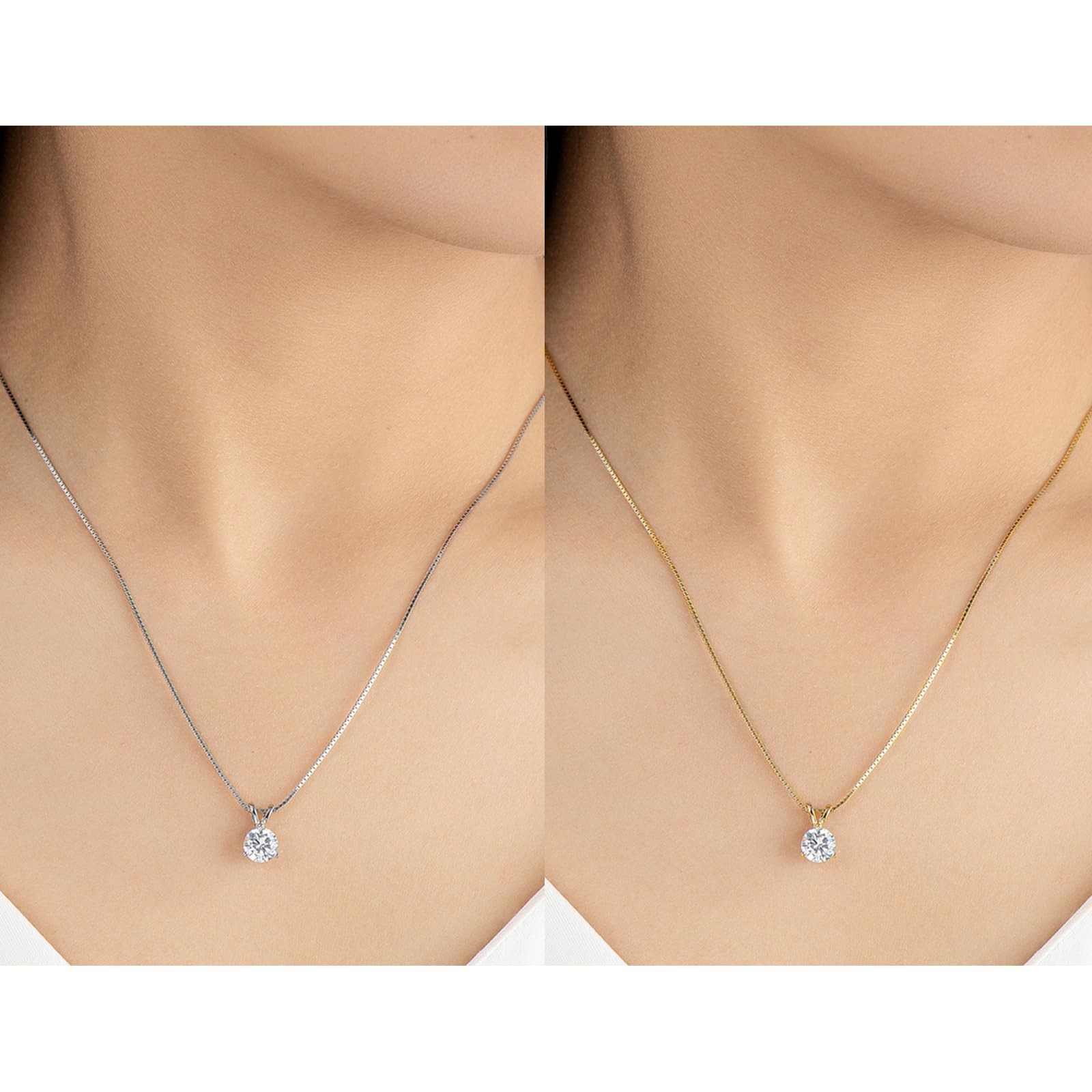 Moissanite Necklace for Women – Solitaire Lab Diamond Pendant, 18K White Gold, 9
