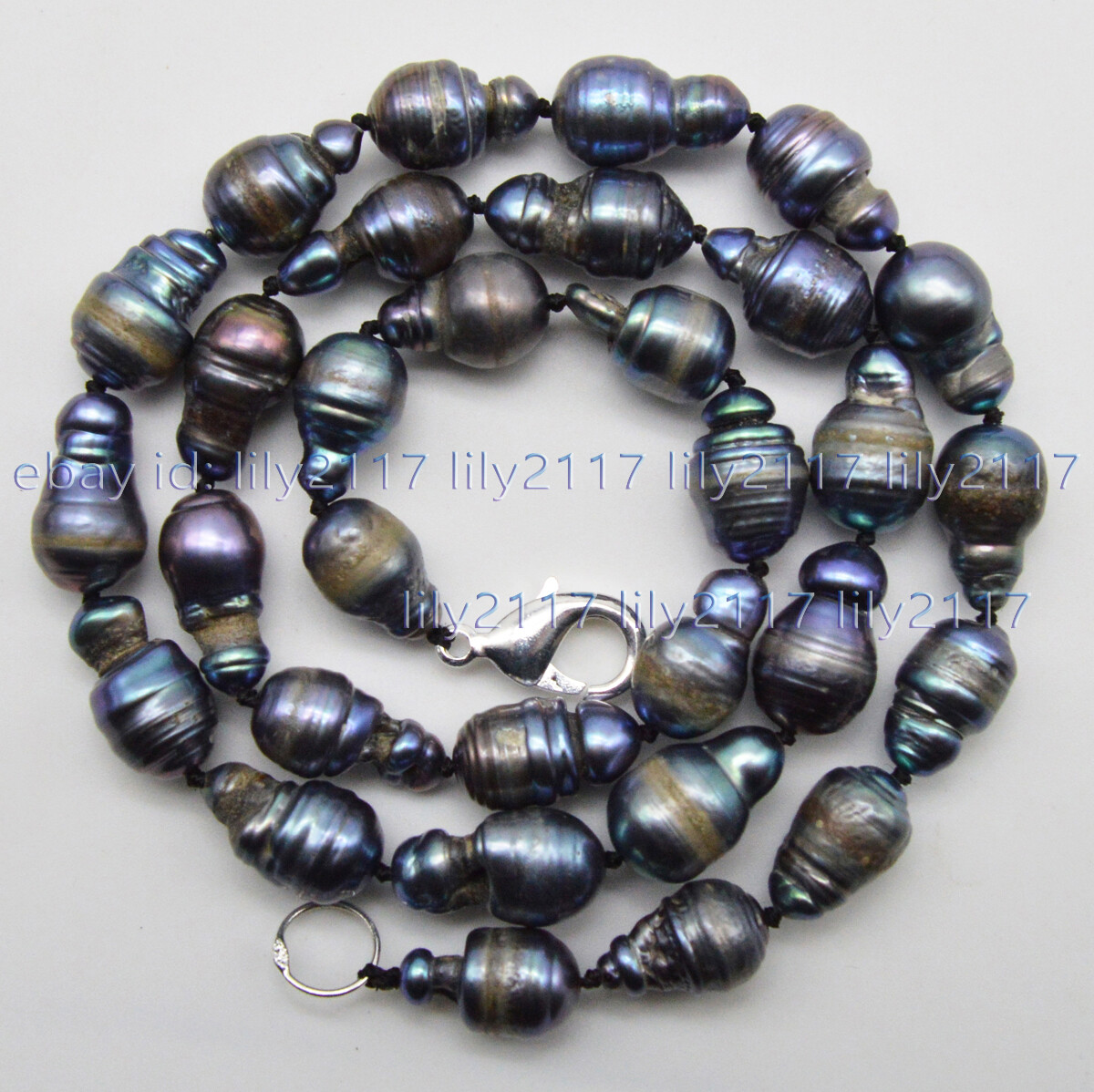 Nature 8-15mm Black South Sea Edison Reborn Keshi Baroque Pearl Necklace 16-28”