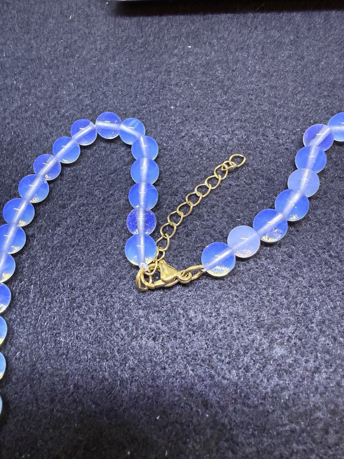 Opalite Beaded Graduation Necklace , 18-20 In. ION Plated Stain. Steel, 200 Ctw