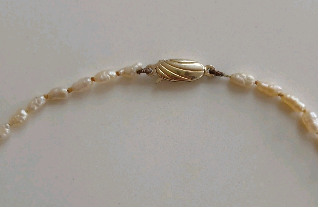 GOLD PLATED STERLING SILVER & WHITE SEED PEARL NECKLACE -HALLMARKED JKa -18 INCH
