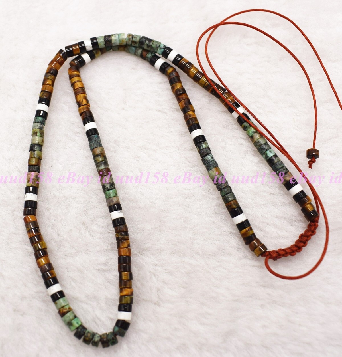 African Turquoise & Tiger Eye Beads Gemstone Healing Dainty Women Men Necklace
