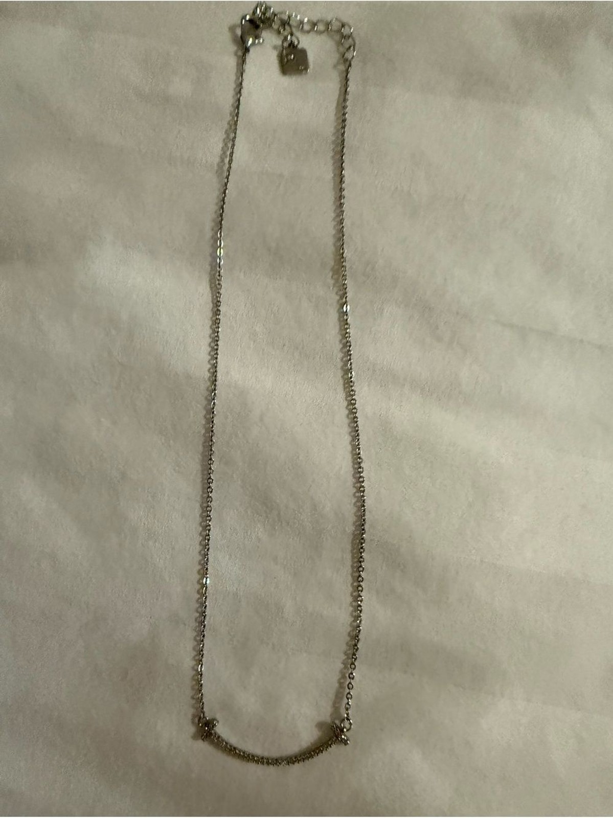 Park Lane Delicate Silver Pavé Bar Necklace – Happy