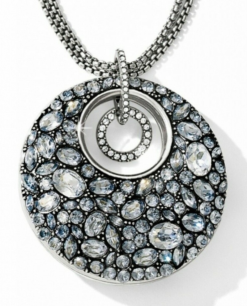 NWT Brighton TRUST YOUR JOURNEY Aqua Clear Crystal Convertible Necklace MSRP$158