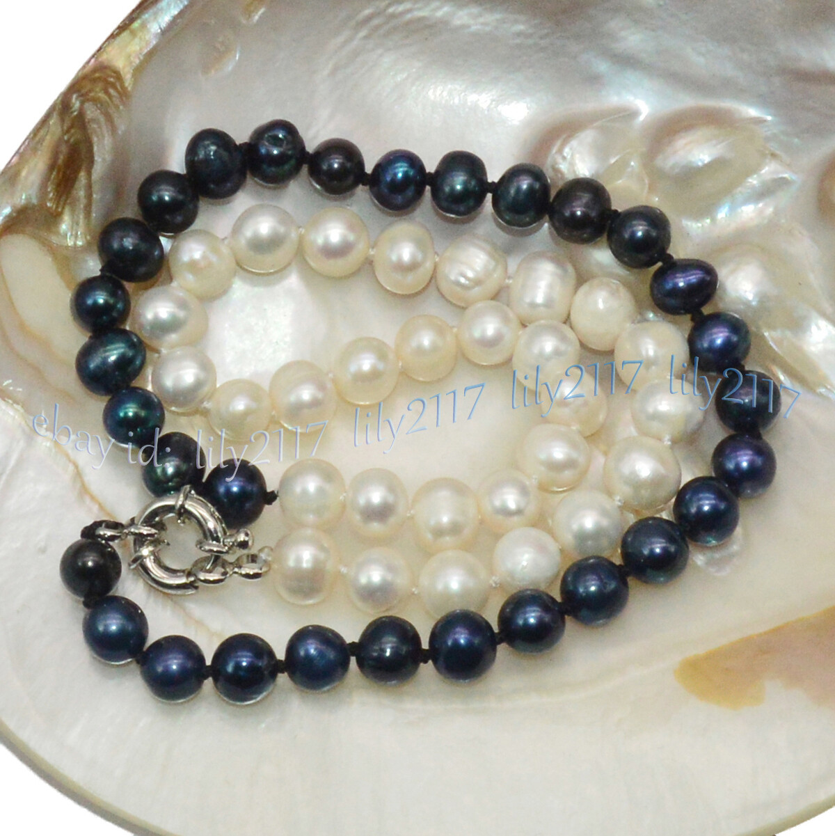 7-8mm Real Natural White Black Freshwater Pearl Baroque Beads Necklace 14-48”