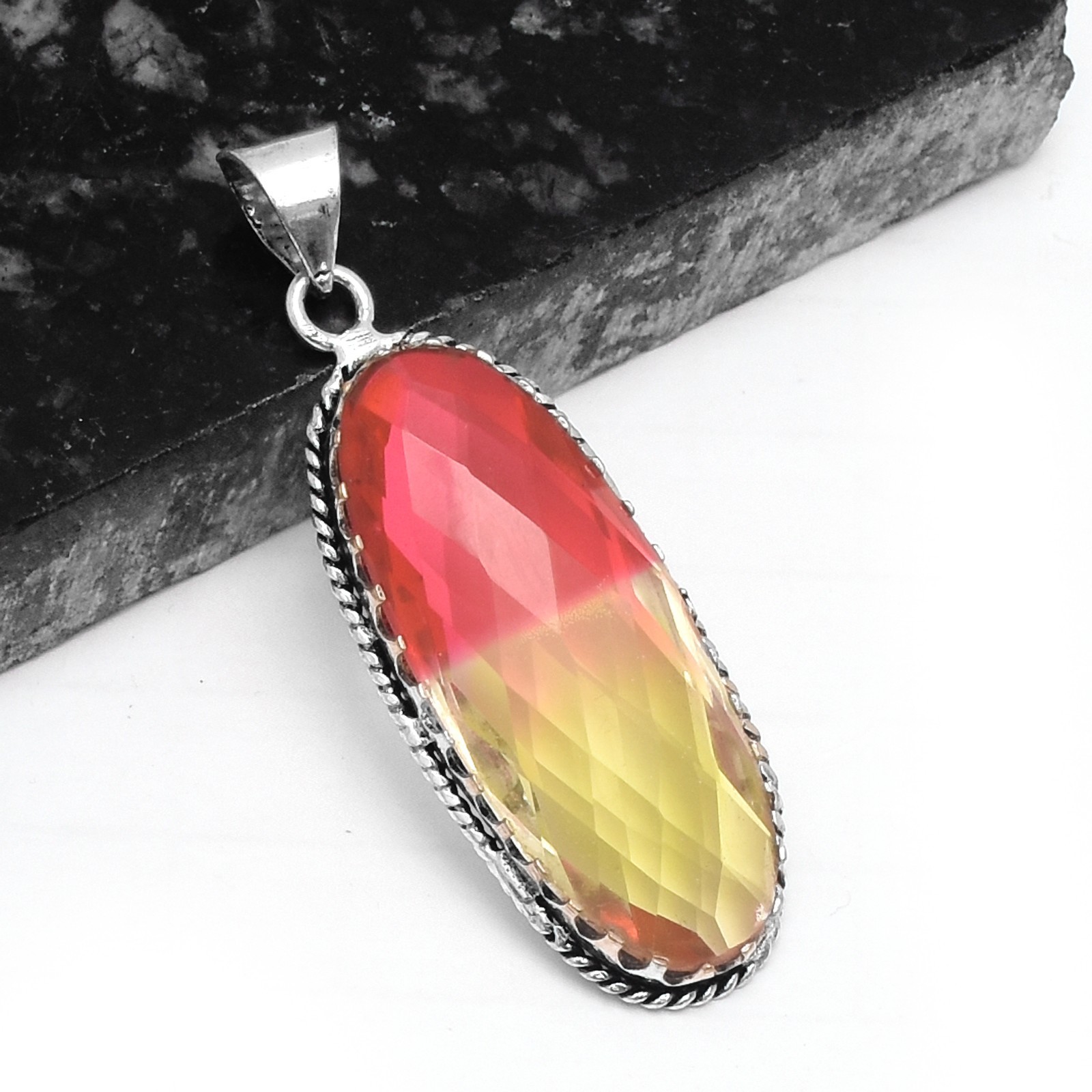 Bi-Color Ethnic Handmade Pendant Jewelry 2.2″ P-2220
