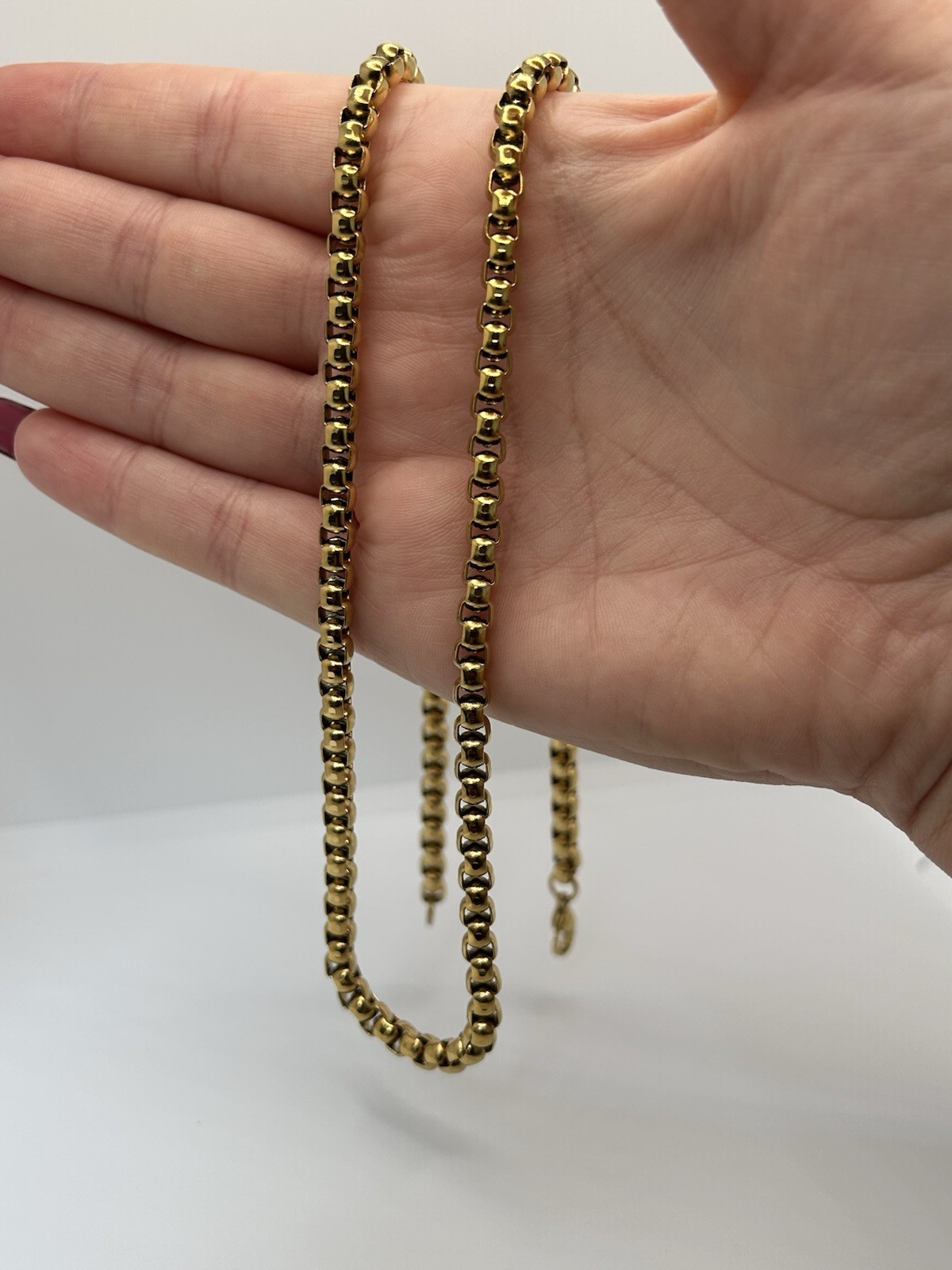 Premium 18K Layered 60cm (24’) Long Venetian Box Chain Necklace 4mm Wide Links