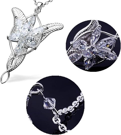 3 Set Lord of the Ring Elven Leaf Aragorn Arwen Evenstar Pendant Chain Necklace