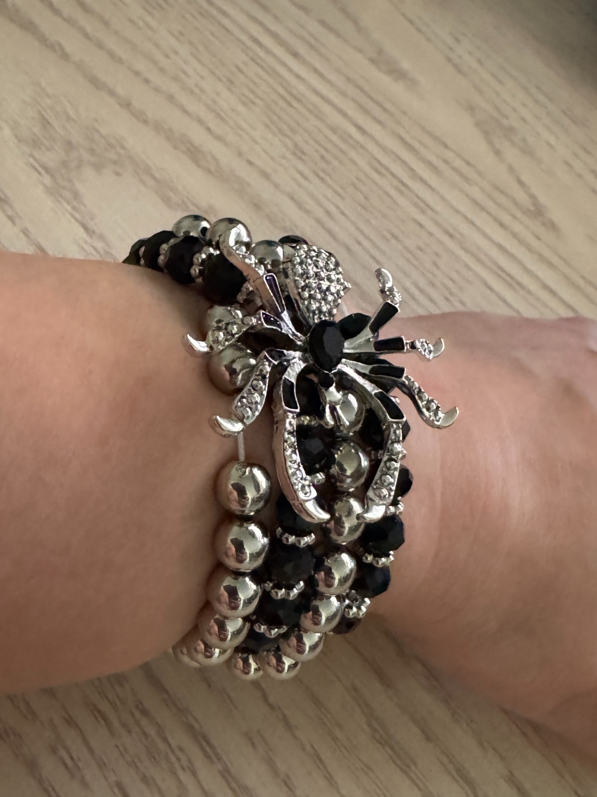 Gothic Halloween Spider Crystal Beaded Double Layer Elastic Necklace or Bracelet