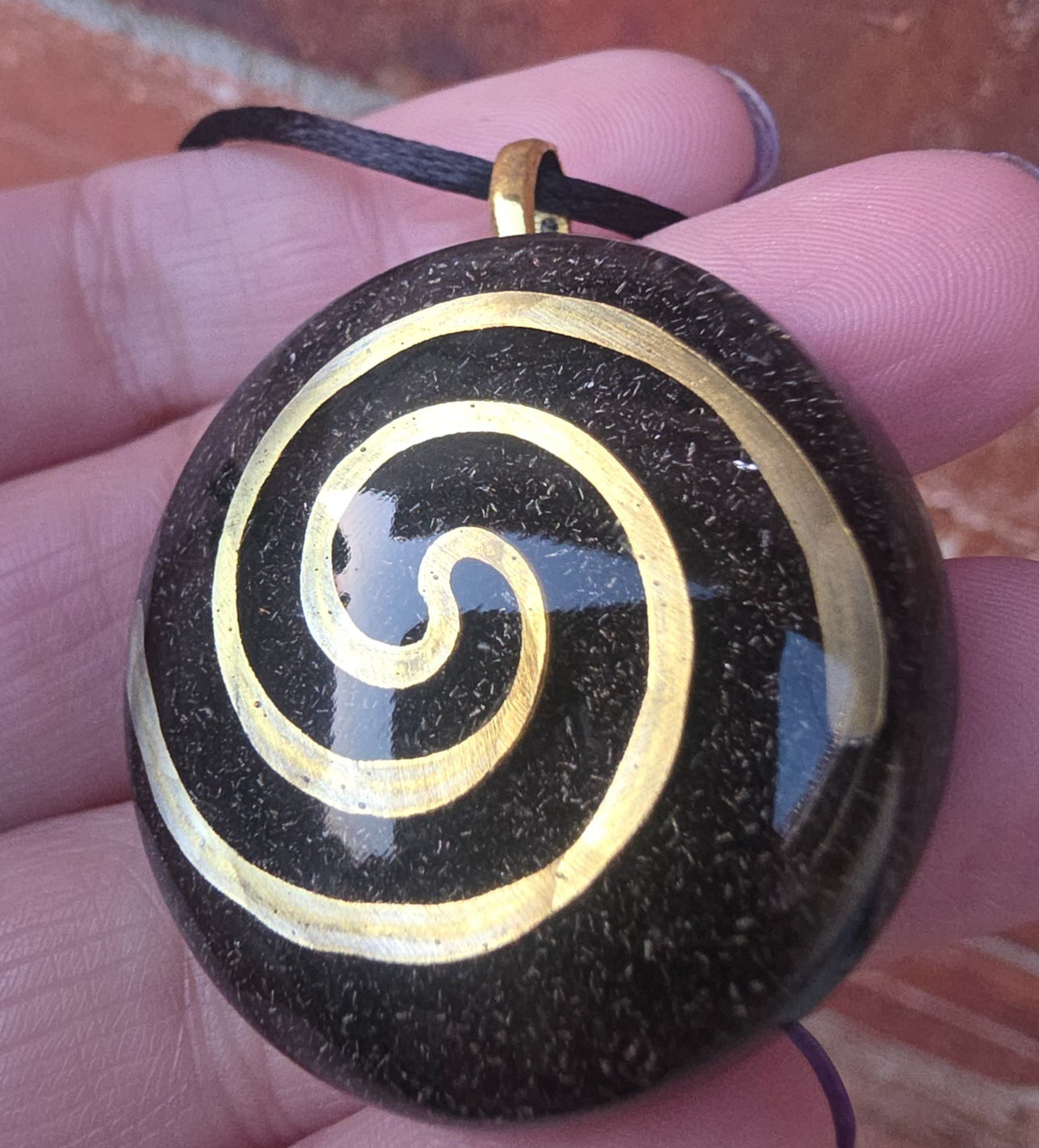 Orgonite Orgone Gold Spiral Crystal Positive Energy Pendant Necklace Spiritual