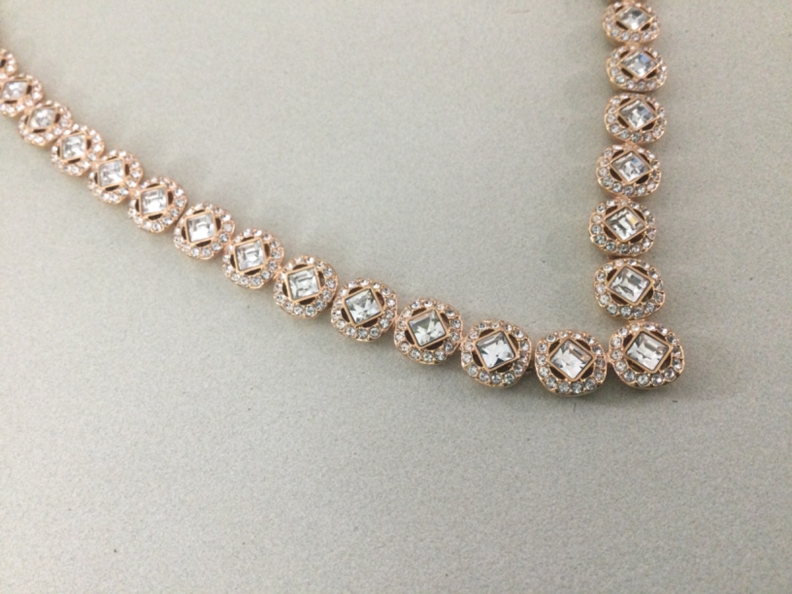Sign Swarovski Mesmera Necklace Rose-Gold Rhodium Plate Pave Crystal Chain