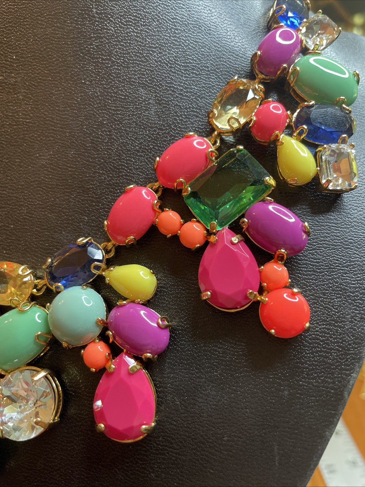J Crew Bright Color Candy Rainbow Glass And Acrylic Statement Necklace