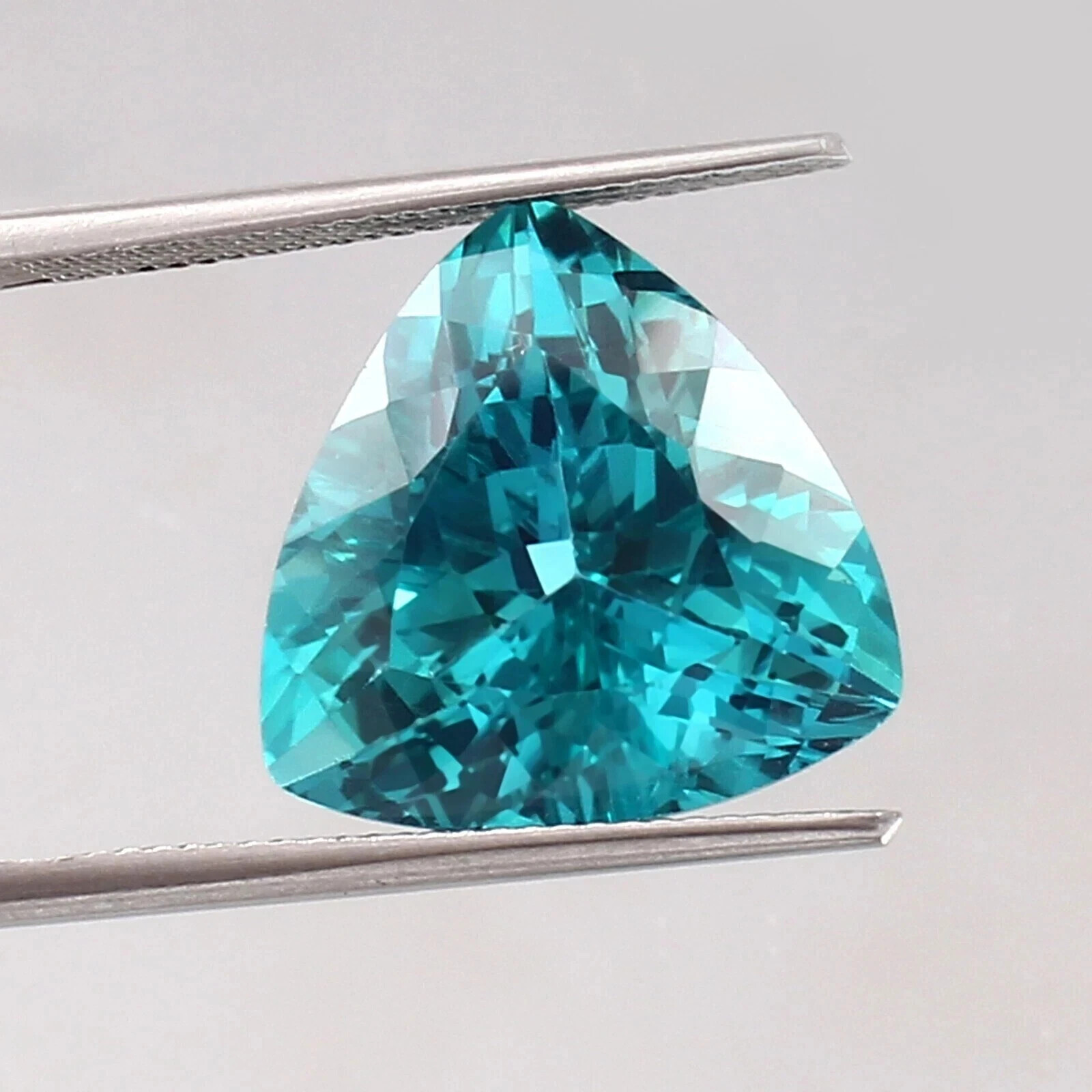 AAA 10 Ct+ Natural Brazil Green Paraiba Tourmaline Loose Trillion Cut Gemstone