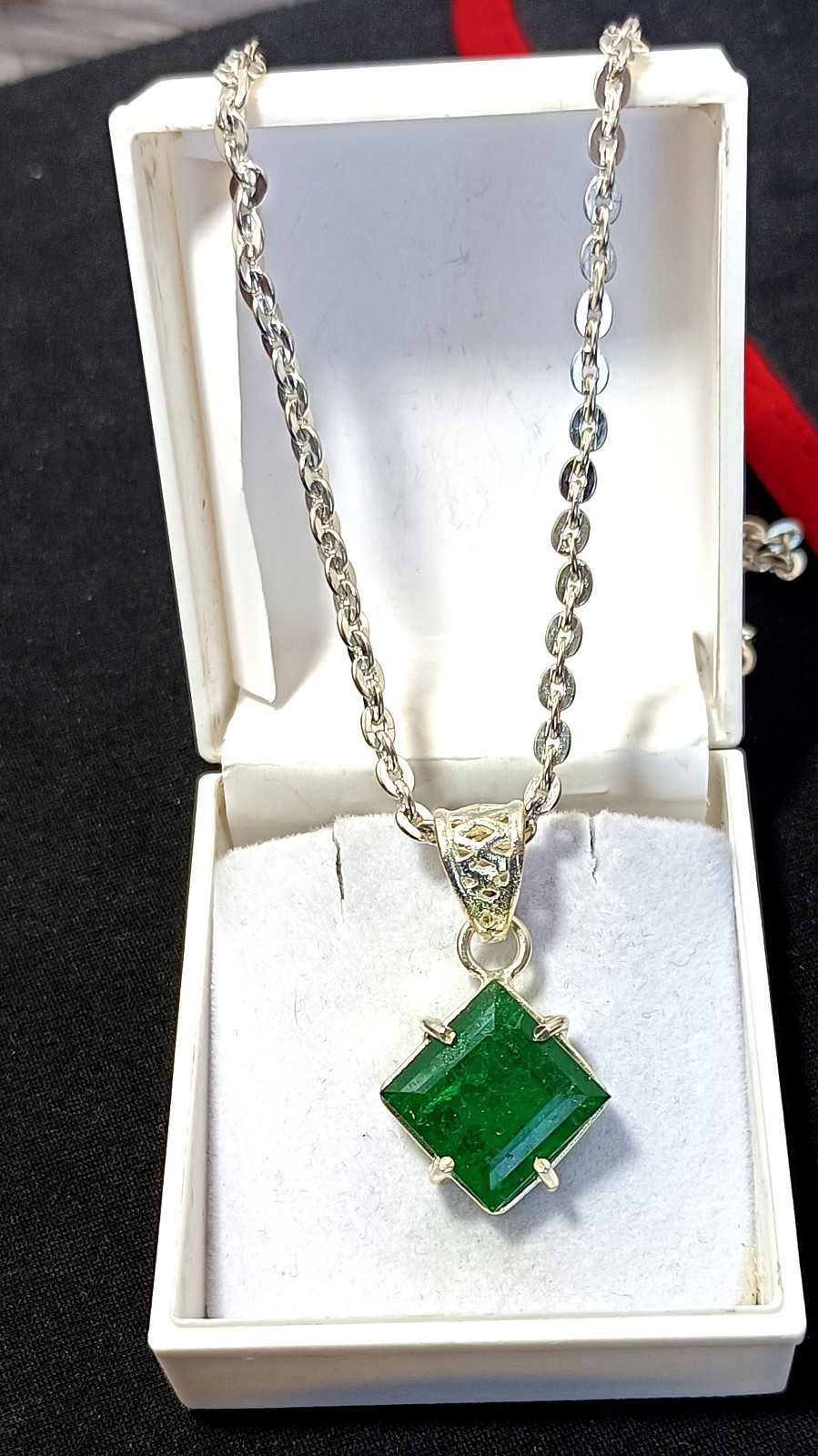 Certified 30.90 Ct Natural Emerald 925 Solid Silver Fancy Cut Pendant Gemstone