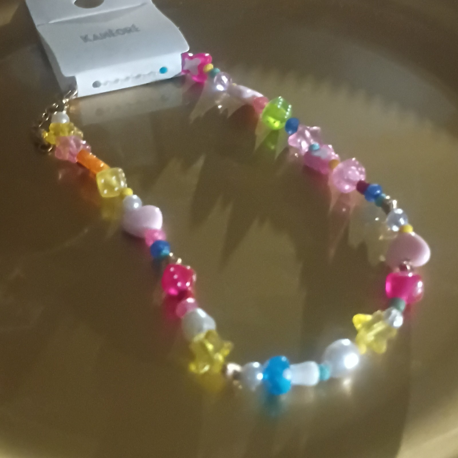 KAMIORE Multicolor Plastic Beaded Necklace Heart & Star Charm Jewelry