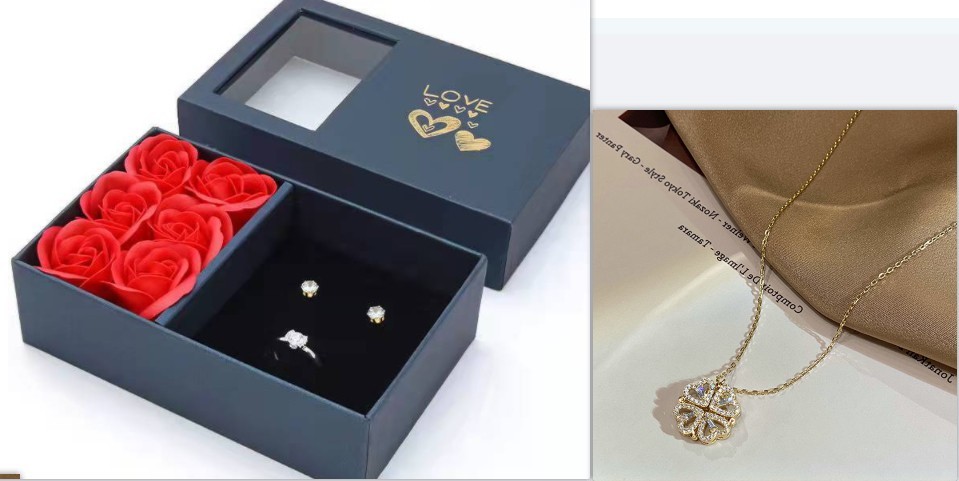 Magnetic Four Leaf Clover Heart Necklace Women’s Convertible Lucky Love Pendant