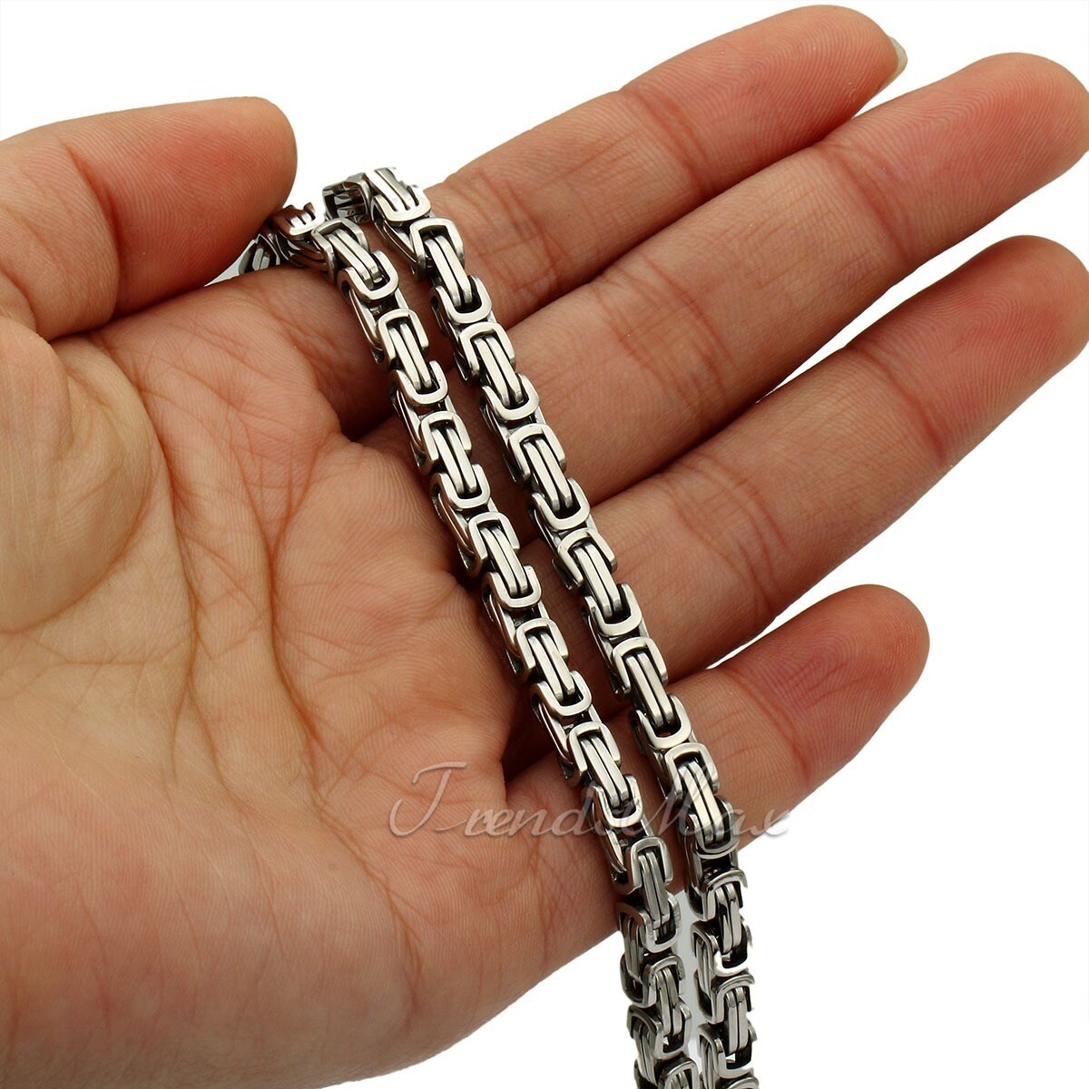 18-30″ MEN Stainless Steel 5mm Silver/Gold Plated Byzantine Box Chain Necklace
