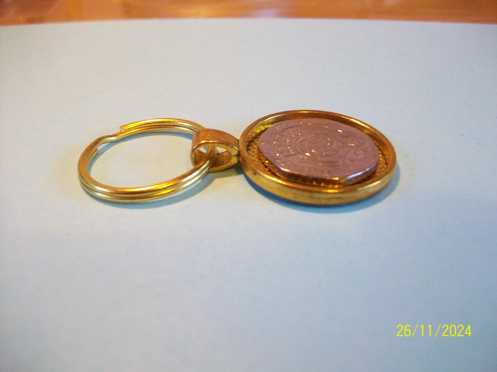 TWENTY (20) PENCE COIN – GOLD CASED PENDANT KEYRING- 1982 to 2008