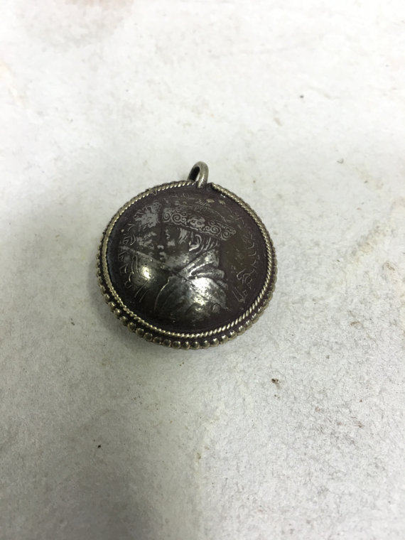 Pendant Silver Coin Nepal Symbol Pendant