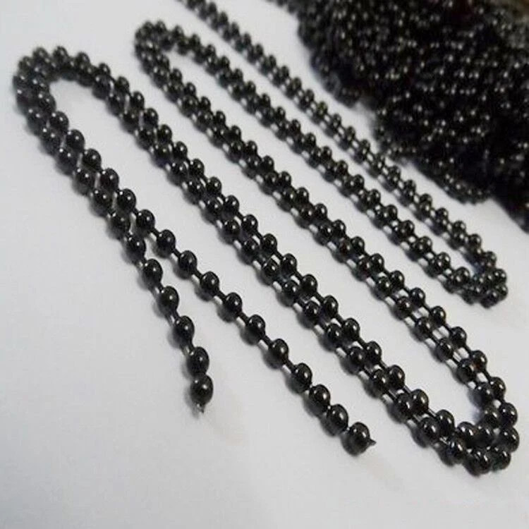 Men’s 1.5mm-10mm Black Stainless Steel Ball Beads Chain in Bulk Sale DIY Jewelry