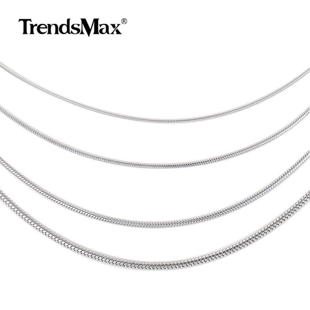 USA 18/20/22/24/26/28IN Solid Stainless Steel Round Snake Chain Necklace 1.6/2MM