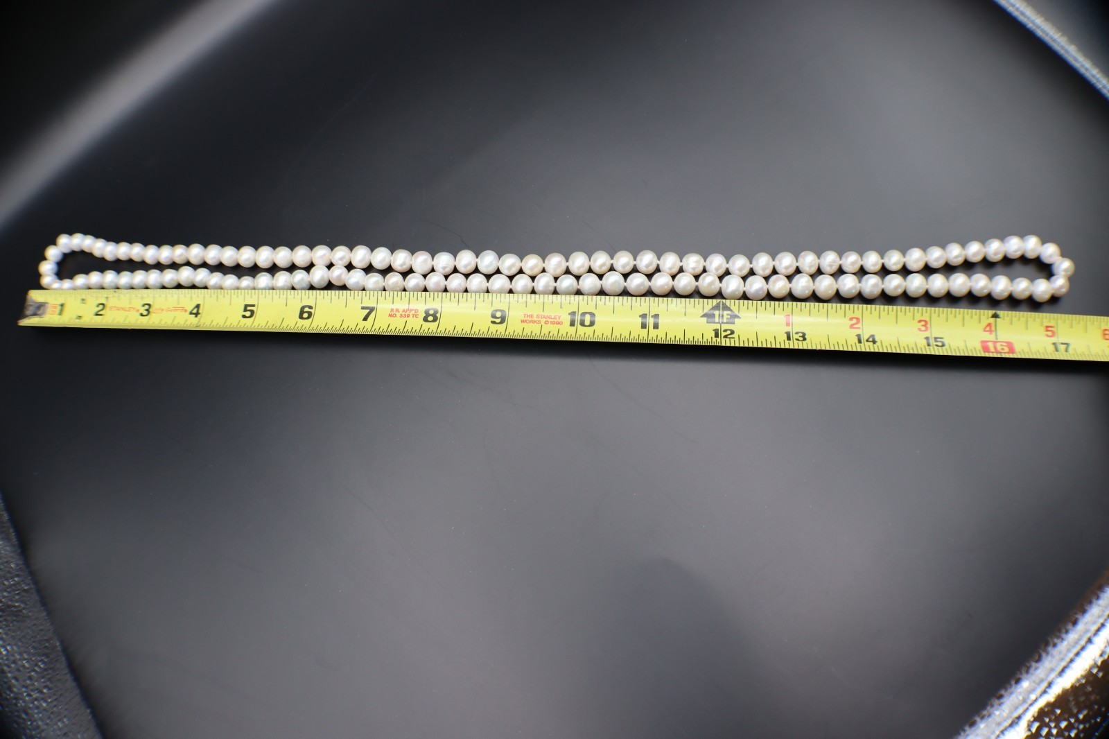 Beautiful Knotted 7-8mm Oval White Cultured Freshwater Pearl Necklace – App 35″