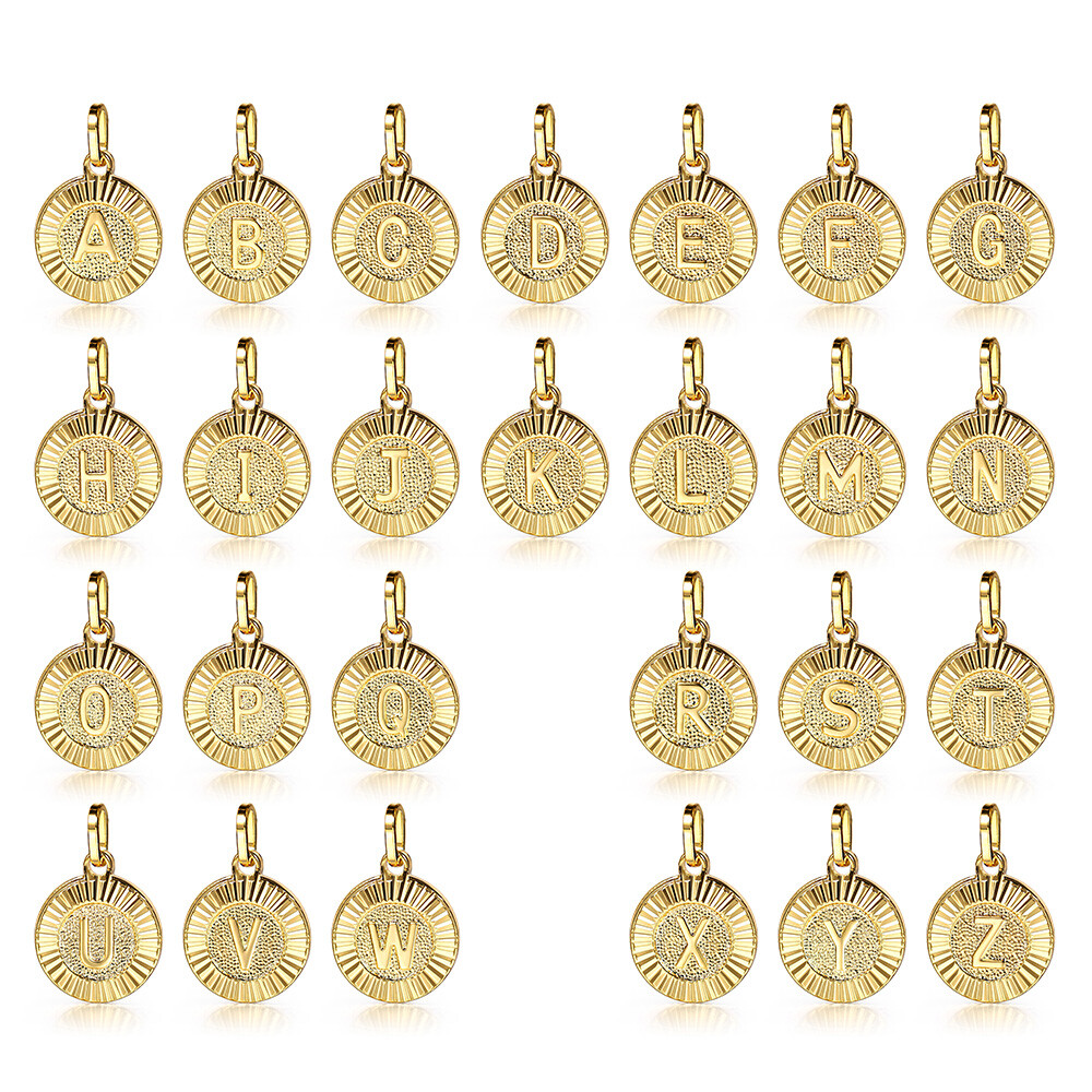 Gold Plated Letters Pendant Necklace Stainless Steel Box/Figaro/Rolo/Curb Chain