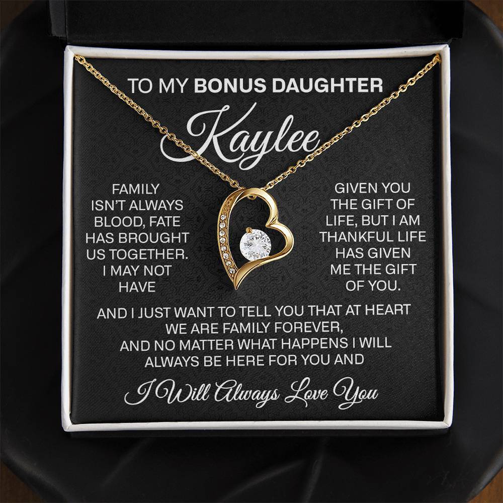 To My Bonus Daughter Forever Love Necklace, Bonus Daughter Jewelry Gift