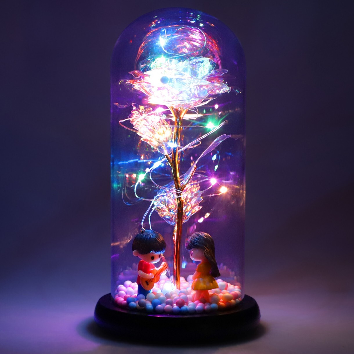 Enchanted Forever Rose In Dome Glass LED Light Valentine’s Day Girlfriend Gift