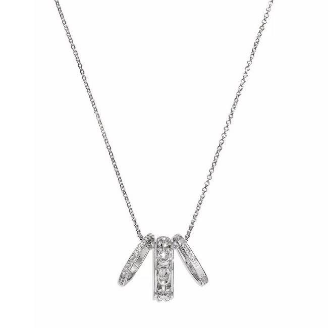 NWT Coach Signature Metal Openworks Necklace Silver Tone