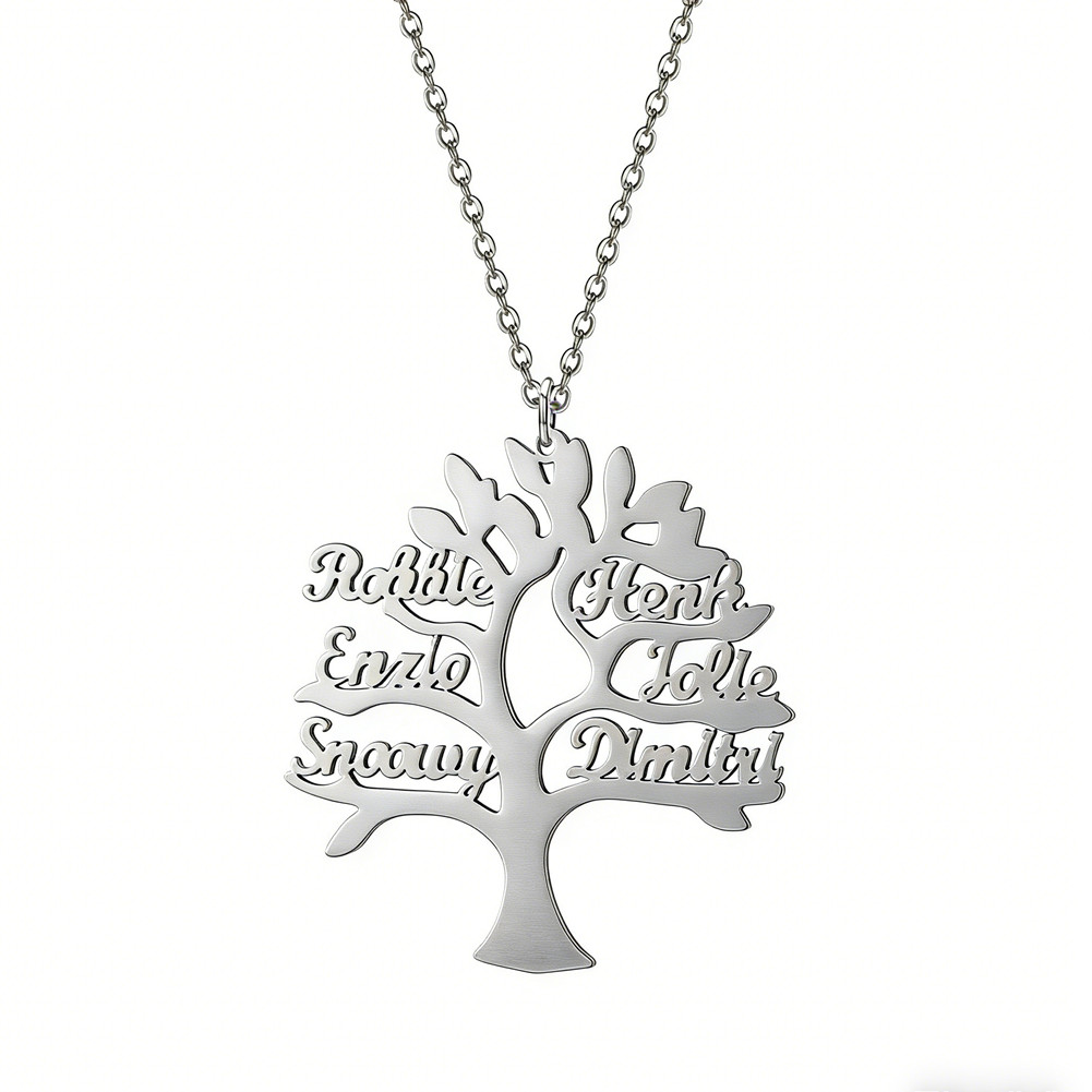 Personalized Family Name Tree of Life Necklace Charm Pendant Custom Gift Jewelry