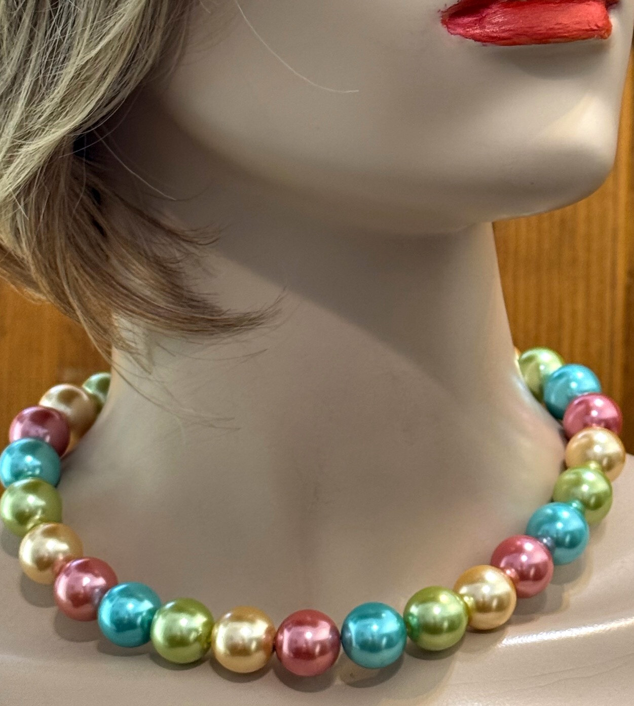 Pastel Color Glass Pearls Necklace/Earrings Set, Handmade in the USA