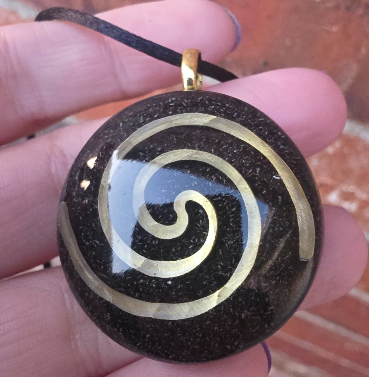 Orgonite Orgone Gold Spiral Crystal Positive Energy Pendant Necklace Spiritual