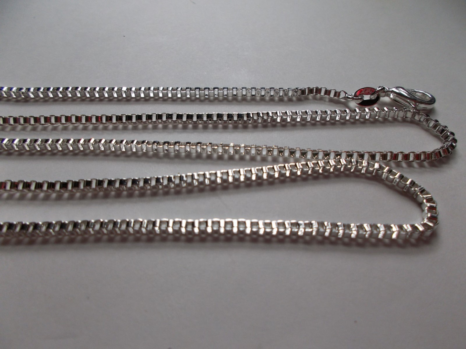 Sterling Silver Plated Box Chain 1-2 MM 16-30 Inches Necklace men women unisex