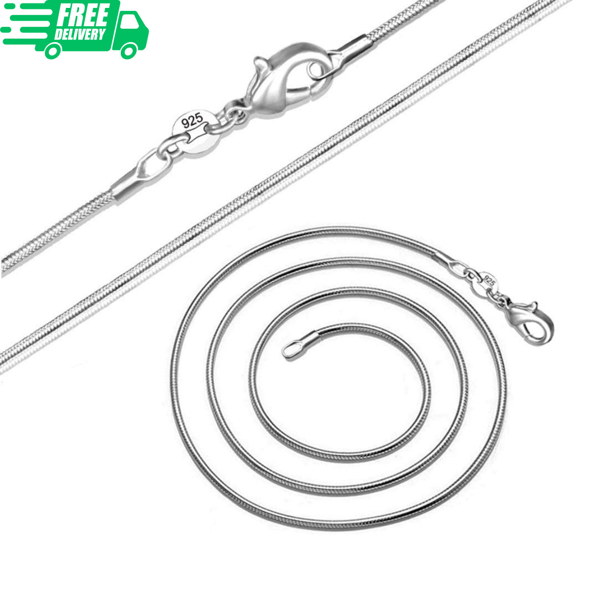 Fashion 925 Sterling Silver 1mm Snake Chain Necklace Jewelry for Men & Women
