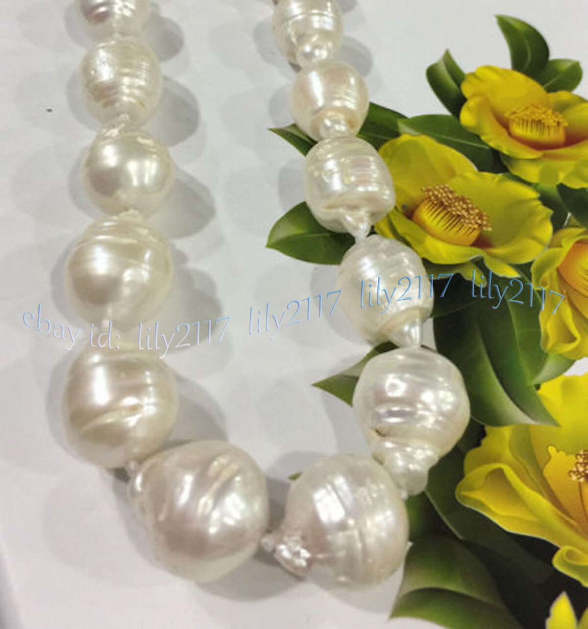 RARE HUGE 15x20MM WHITE SOUTH SEA BAROQUE KESHI AKOYA PEARL NECKLACE 14-36″ AAA